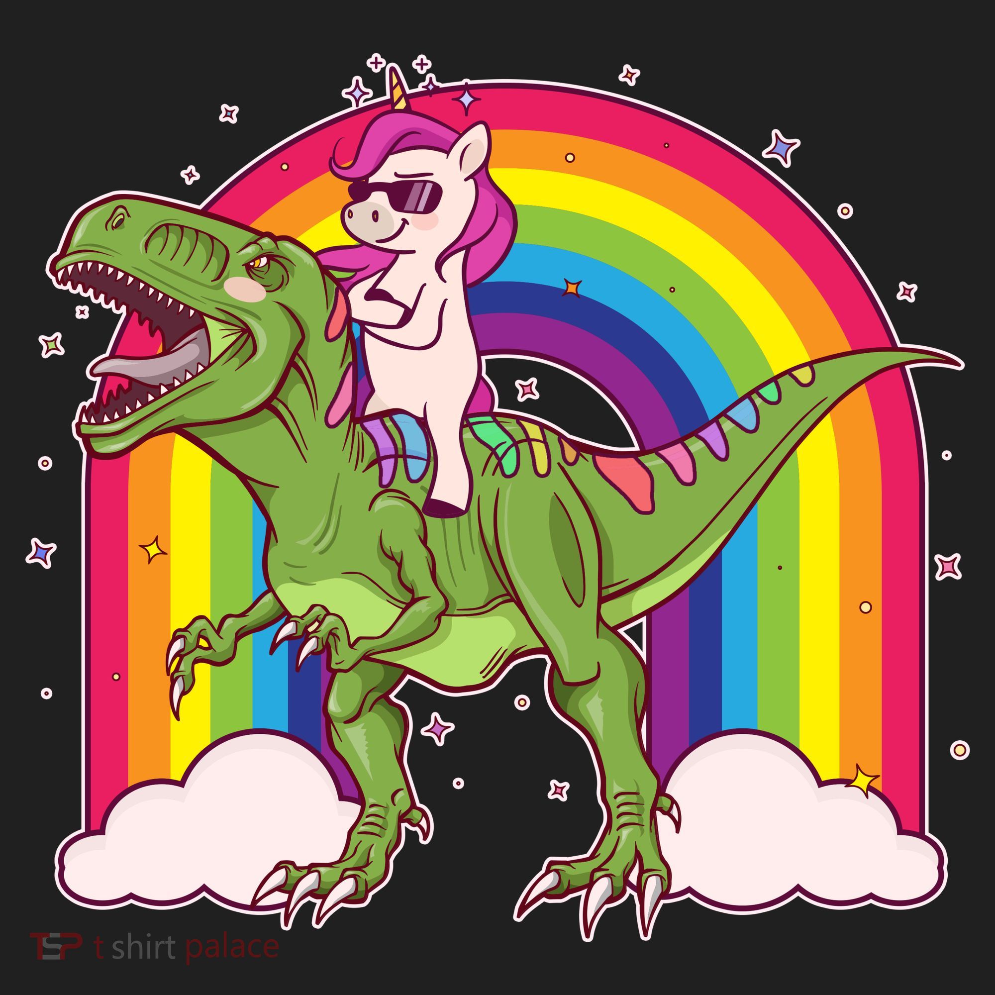 Funny Rainbow Unicorn Riding T-Rex Dinosaur Beanie