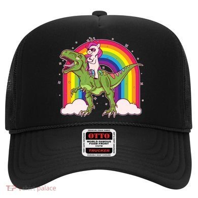 Funny Rainbow Unicorn Riding T-Rex Dinosaur Hat