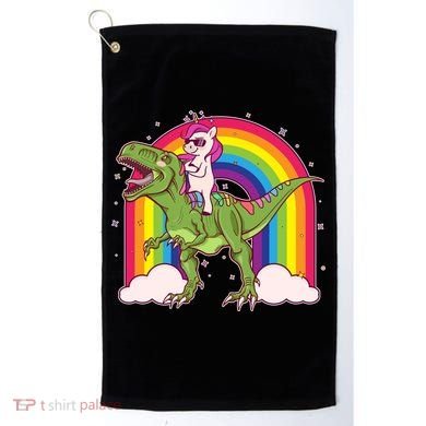 Funny Rainbow Unicorn Riding T-Rex Dinosaur Golf Towel