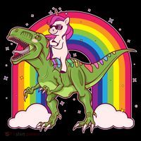 Funny Rainbow Unicorn Riding T-Rex Dinosaur Toddler T-Shirt thumb 4