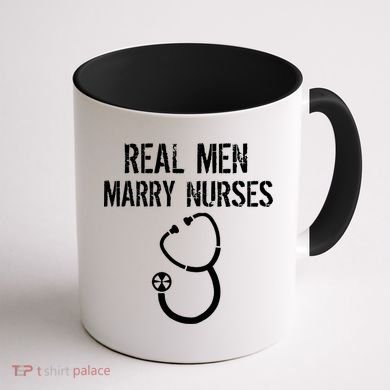 Funny Real Men Marry Nurses Medical Coffee Mug back