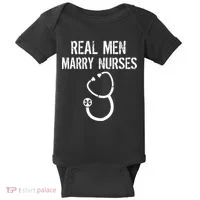 Funny Real Men Marry Nurses Medical Baby Bodysuit thumb 0