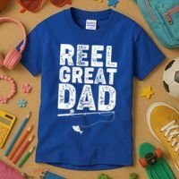 Funny Reel Great Dad Fishing Kids T-Shirt thumb 3