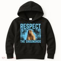 Funny Respect The Groundhog Kids Hoodie thumb 0