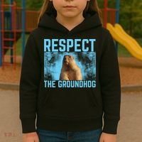 Funny Respect The Groundhog Kids Hoodie thumb 3