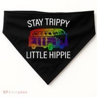 Funny Reto - Stay Trippy Little Hippie USA-Made Doggie Bandana thumb 0
