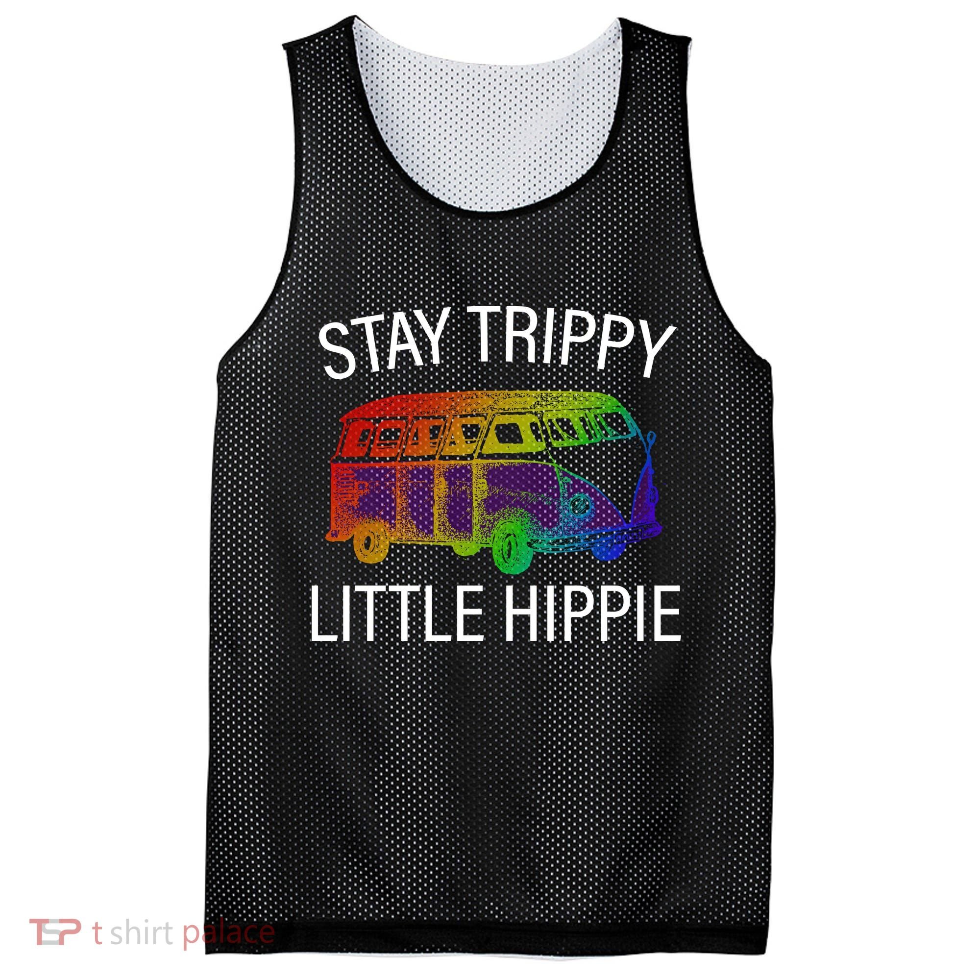 Funny Reto - Stay Trippy Little Hippie Mesh Reversible Basketball Jersey Tank