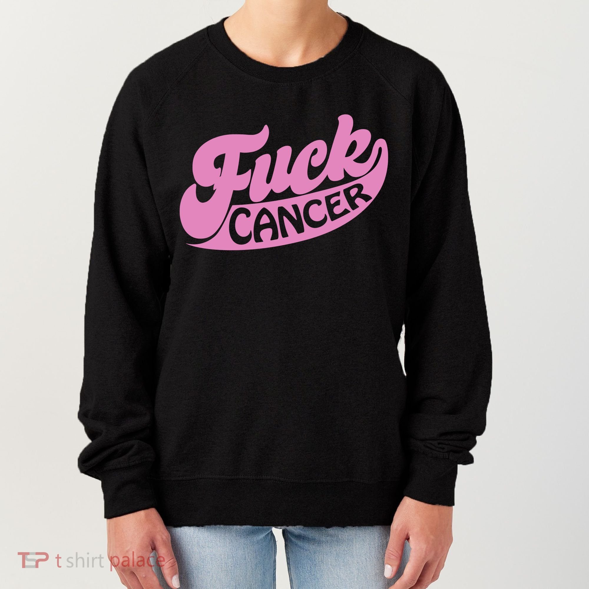 Funny Retro Fck Cancer Logo Breast Cancer Support Women's Sweatshirt