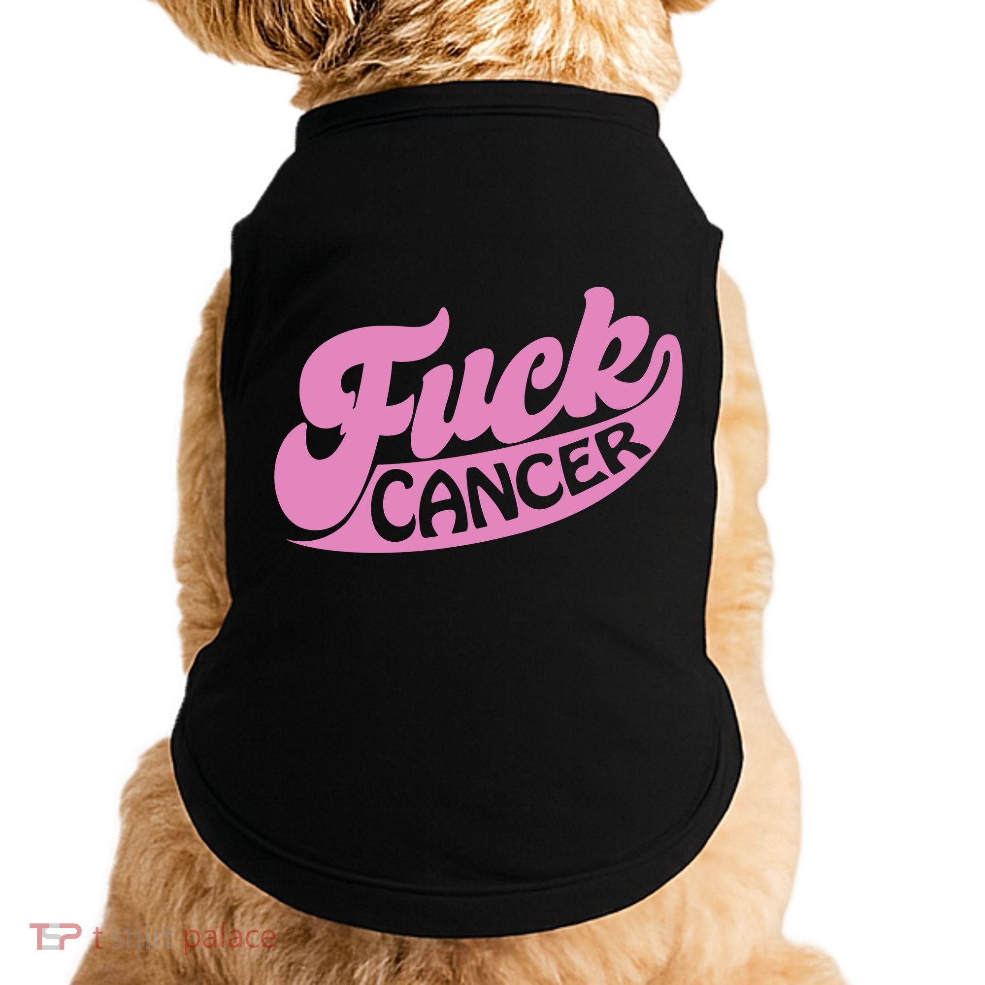 Funny Retro Fck Cancer Logo Breast Cancer Support Doggie Tank