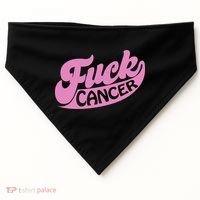 Funny Retro Fck Cancer Logo Breast Cancer Support USA-Made Doggie Bandana thumb 0