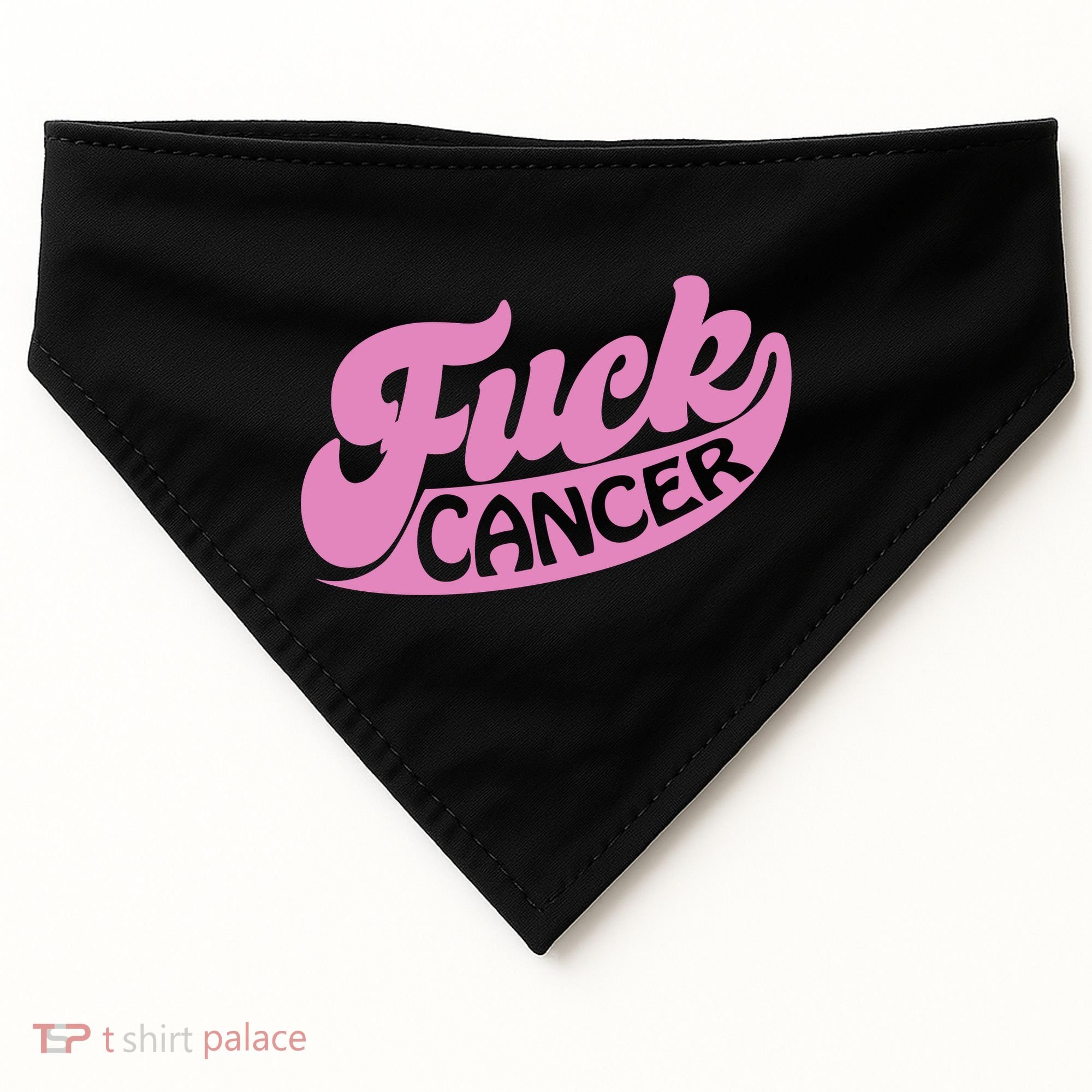Funny Retro Fck Cancer Logo Breast Cancer Support USA-Made Doggie Bandana