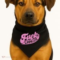 Funny Retro Fck Cancer Logo Breast Cancer Support USA-Made Doggie Bandana thumb 1