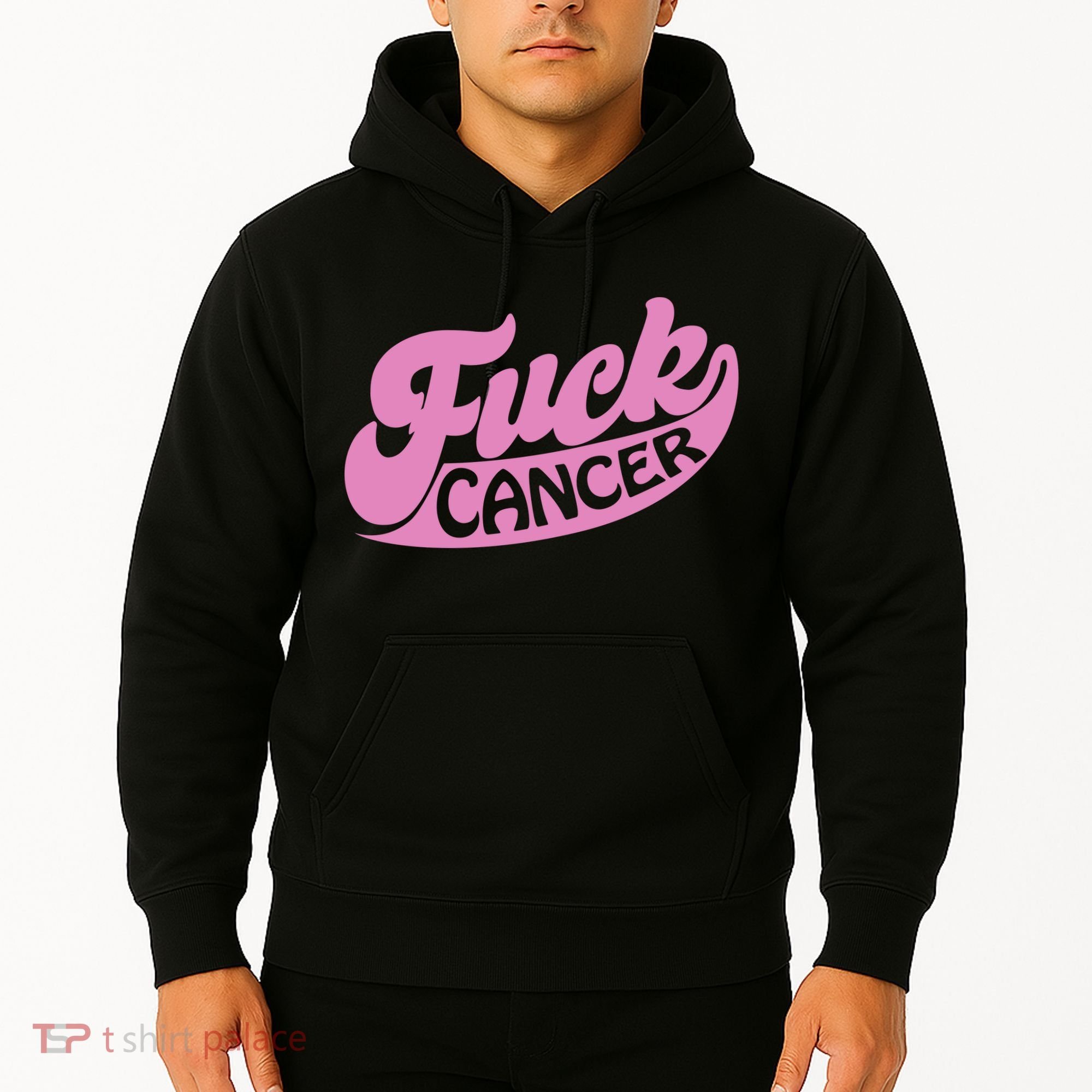 Funny Retro Fck Cancer Logo Breast Cancer Support Hoodie