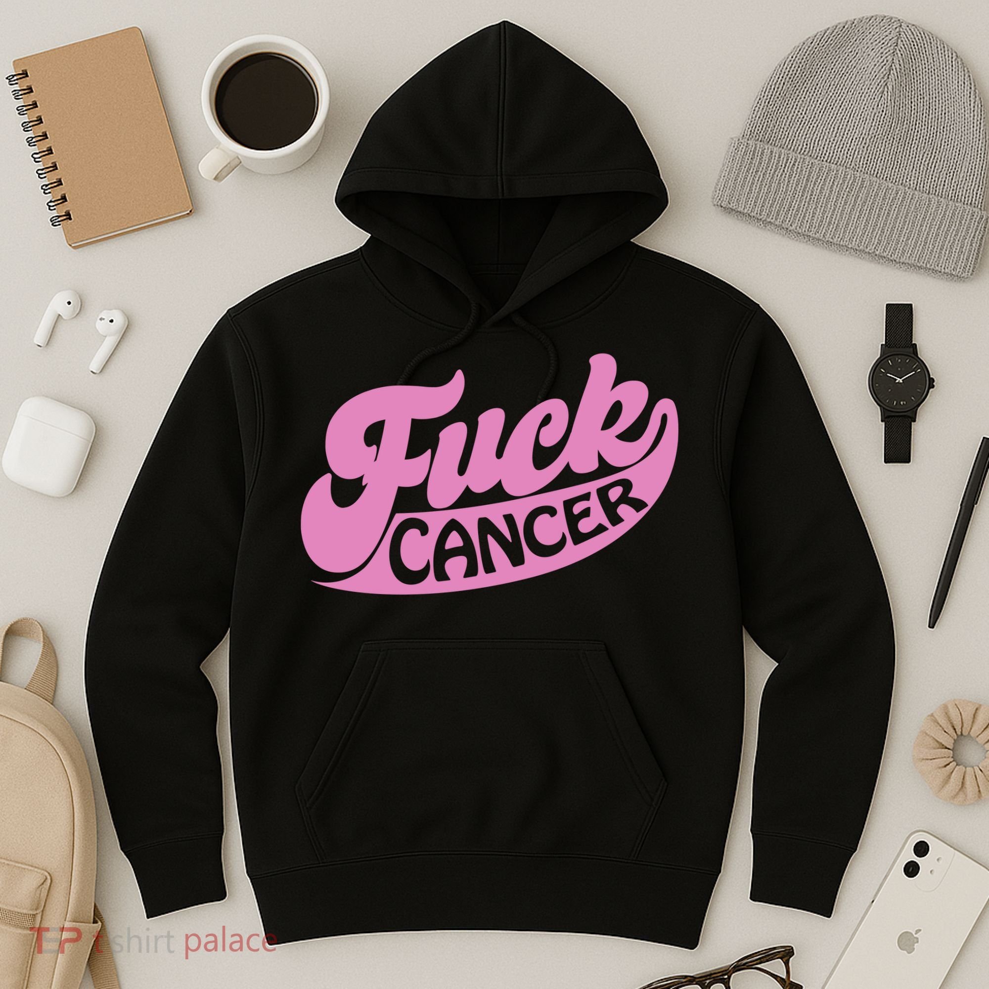 Funny Retro Fck Cancer Logo Breast Cancer Support Hoodie