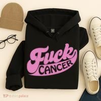 Funny Retro Fck Cancer Logo Breast Cancer Support Hoodie thumb 4