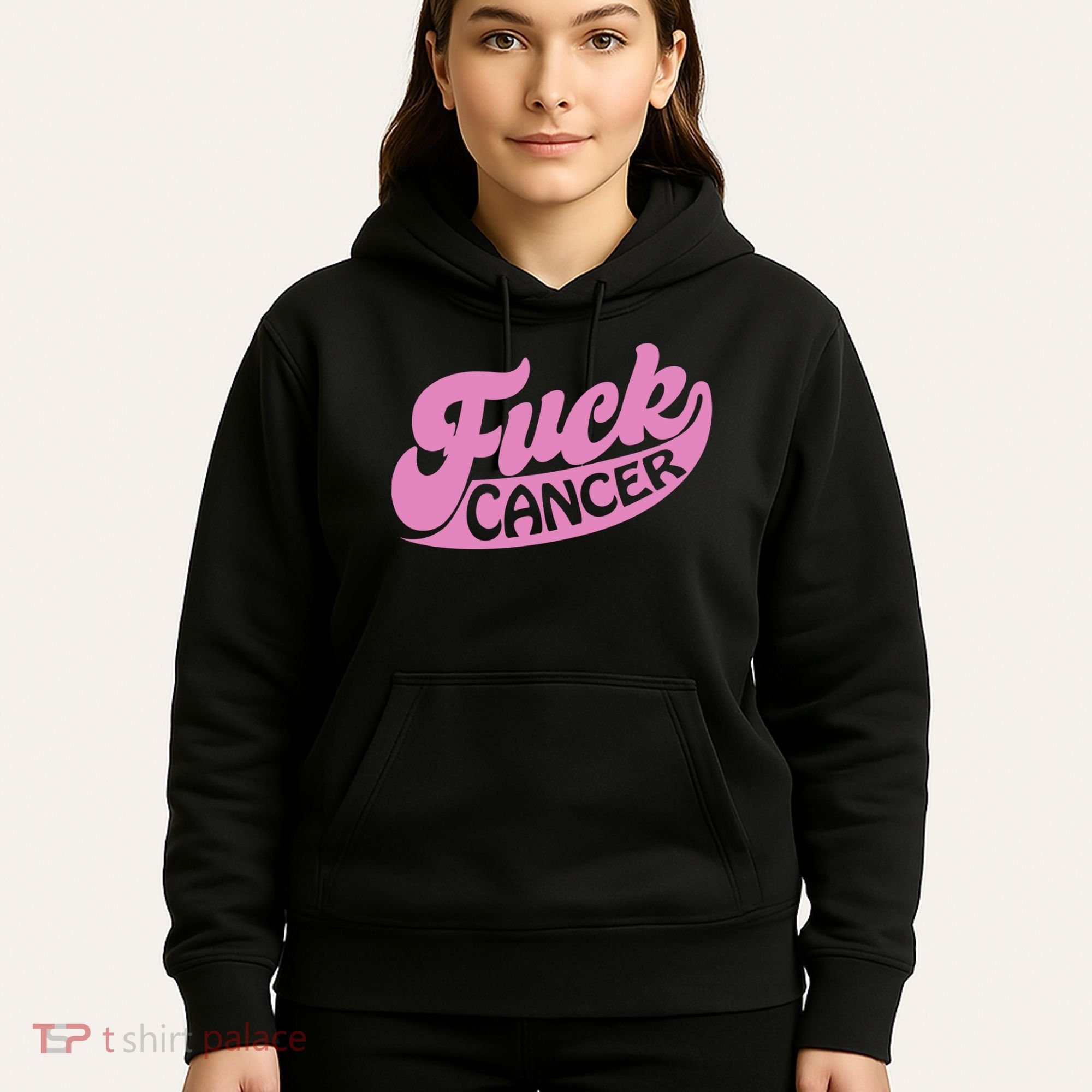 Funny Retro Fck Cancer Logo Breast Cancer Support Hoodie