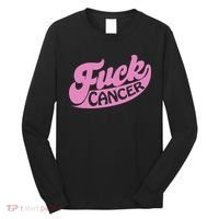 Funny Retro Fck Cancer Logo Breast Cancer Support Long Sleeve Shirt thumb 0