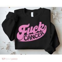Funny Retro Fck Cancer Logo Breast Cancer Support Sweatshirt thumb 2
