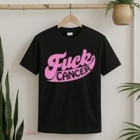 Funny Retro Fck Cancer Logo Breast Cancer Support T-Shirt thumb 2