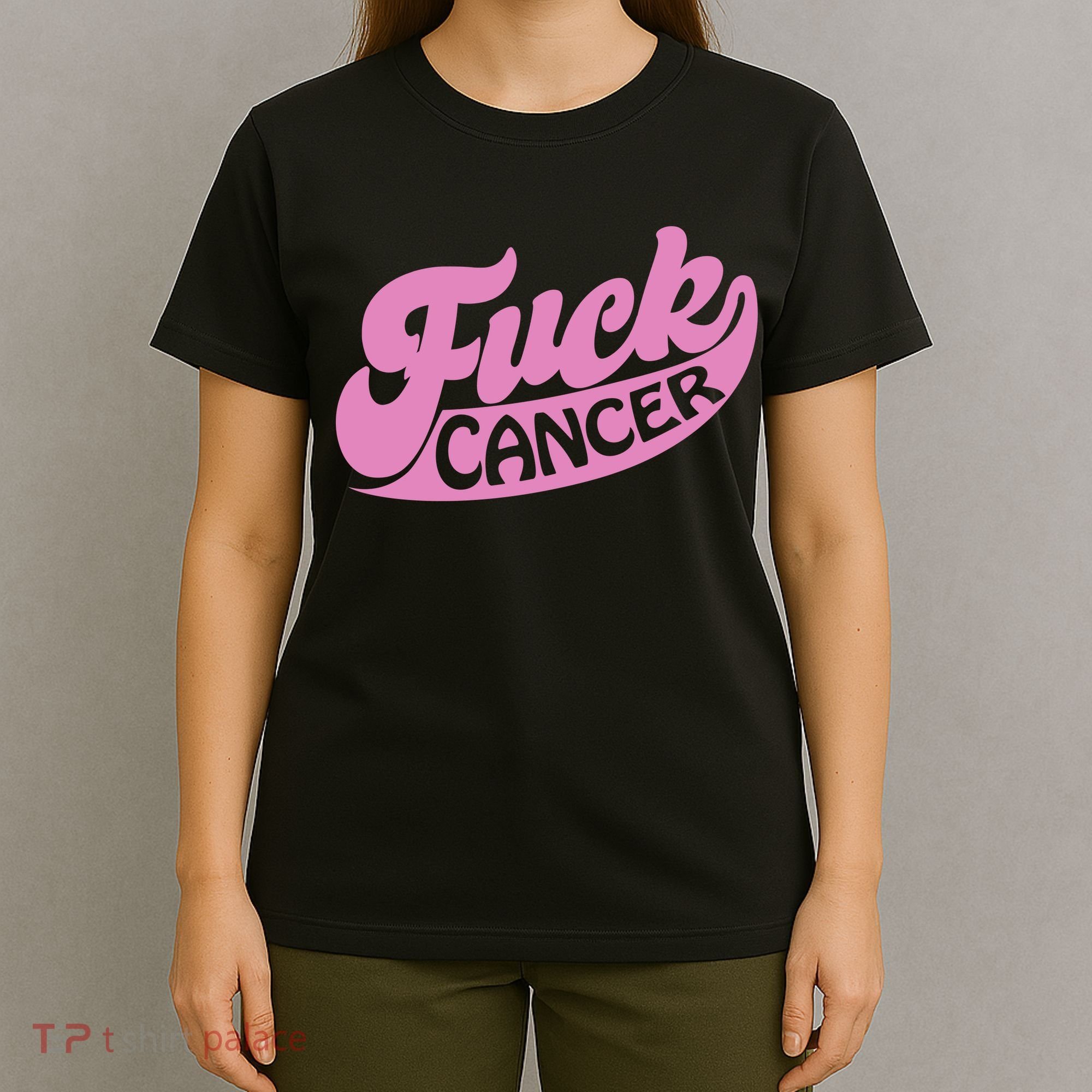 Funny Retro Fck Cancer Logo Breast Cancer Support T-Shirt