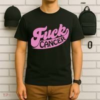 Funny Retro Fck Cancer Logo Breast Cancer Support T-Shirt thumb 6