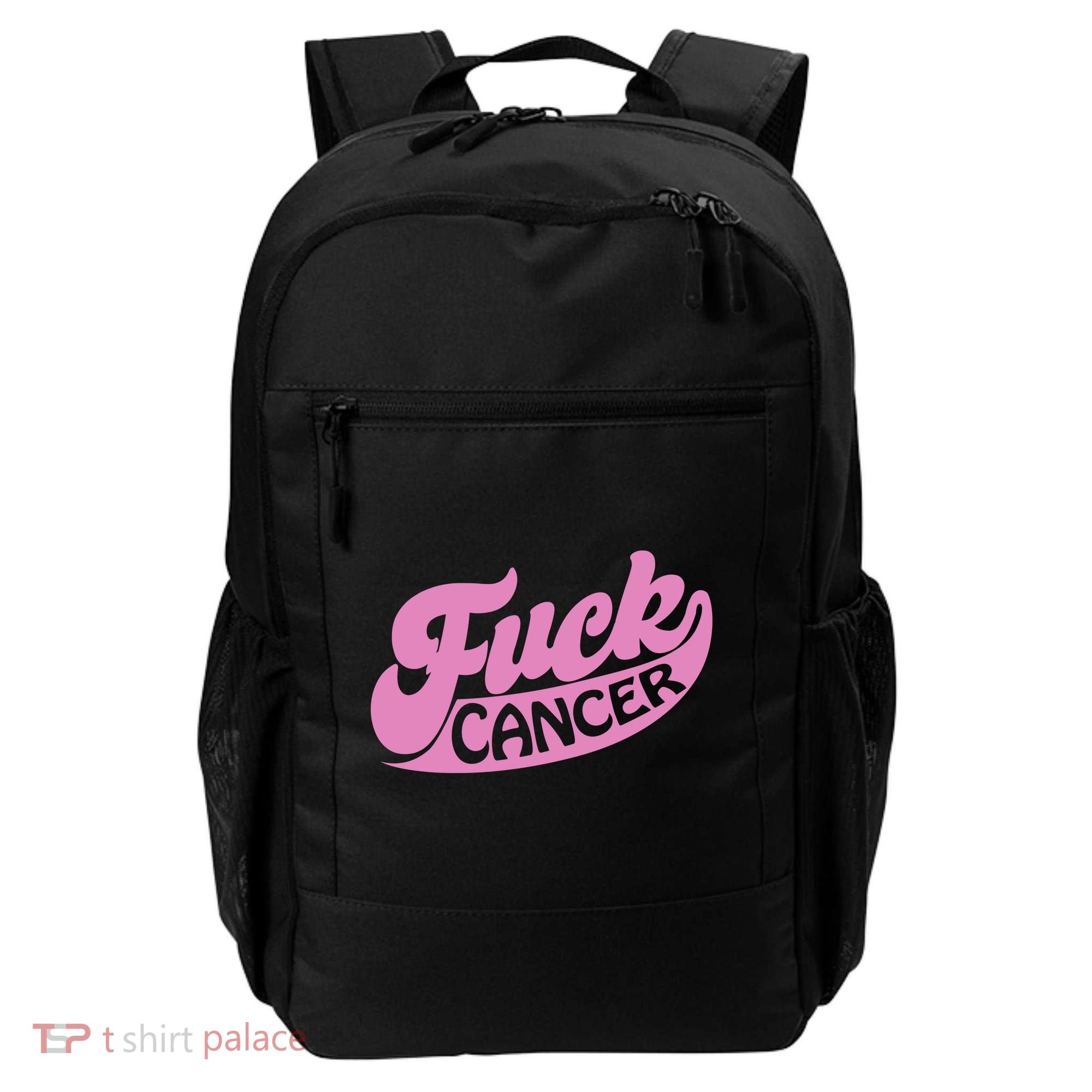 Funny Retro Fck Cancer Logo Breast Cancer Support Backpack