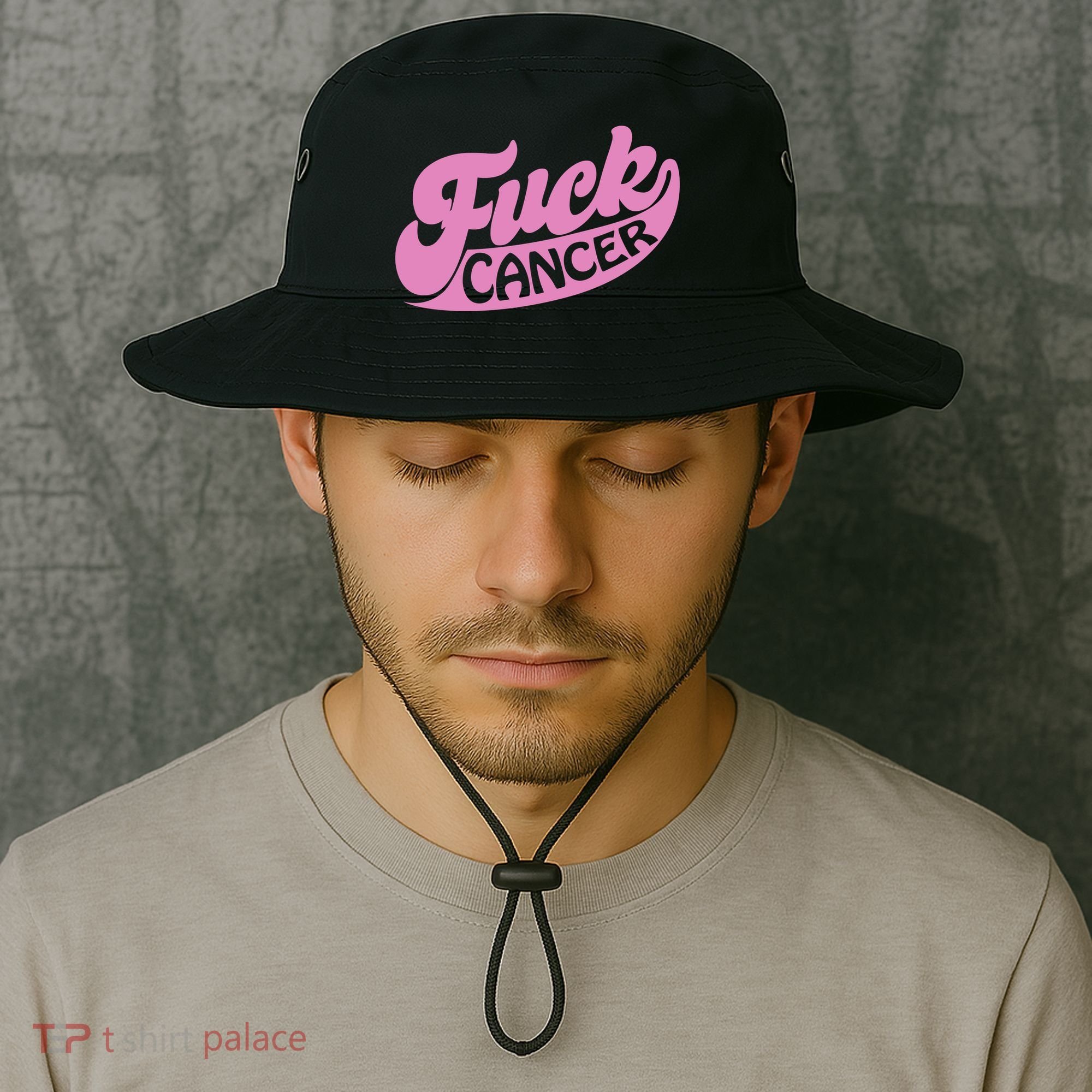 Funny Retro Fck Cancer Logo Breast Cancer Support Bucket Hat