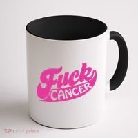 Funny Retro Fck Cancer Logo Breast Cancer Support Coffee Mug thumb 1