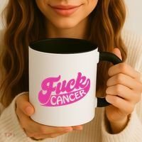 Funny Retro Fck Cancer Logo Breast Cancer Support Coffee Mug thumb 3