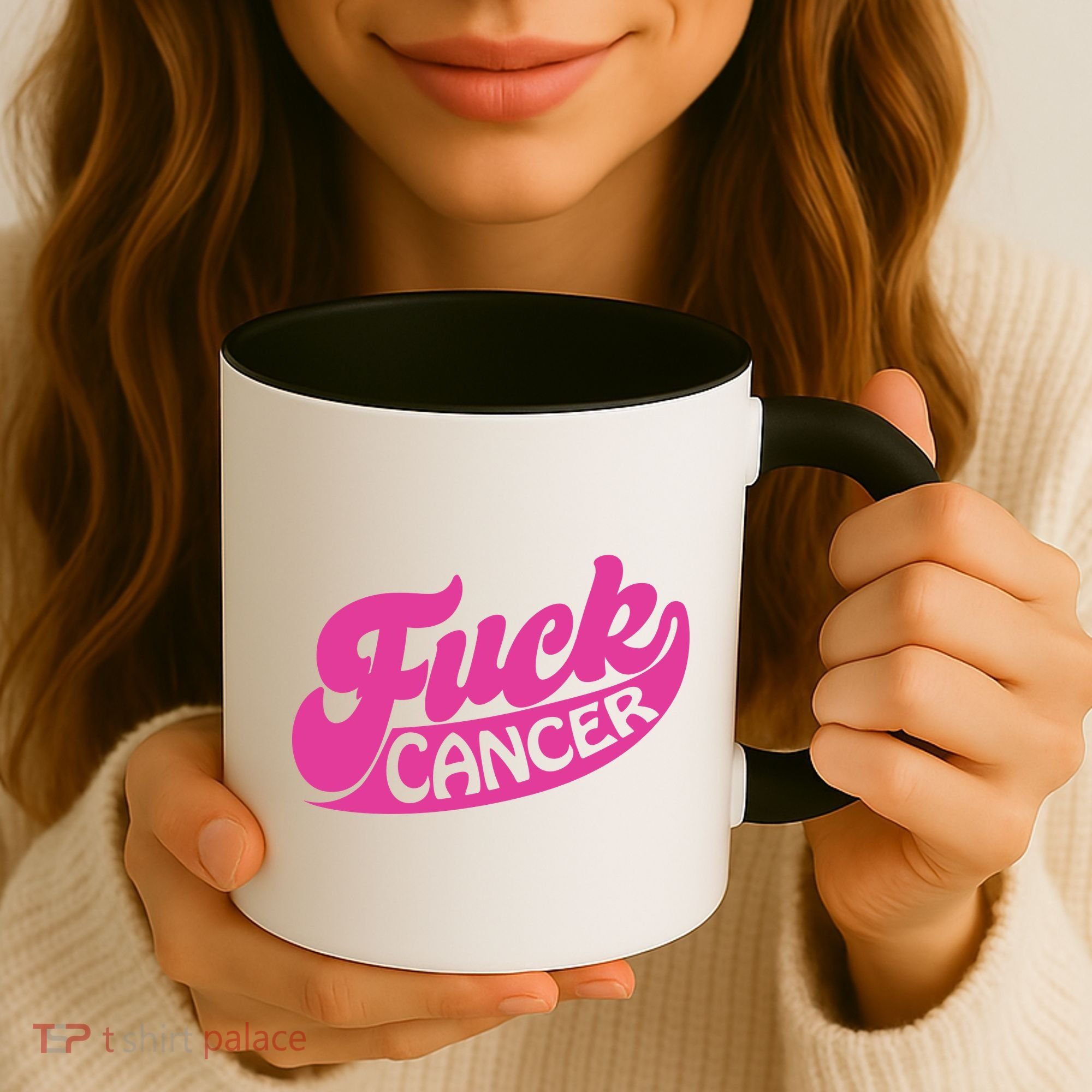 Funny Retro Fck Cancer Logo Breast Cancer Support Coffee Mug