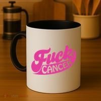 Funny Retro Fck Cancer Logo Breast Cancer Support Coffee Mug thumb 4