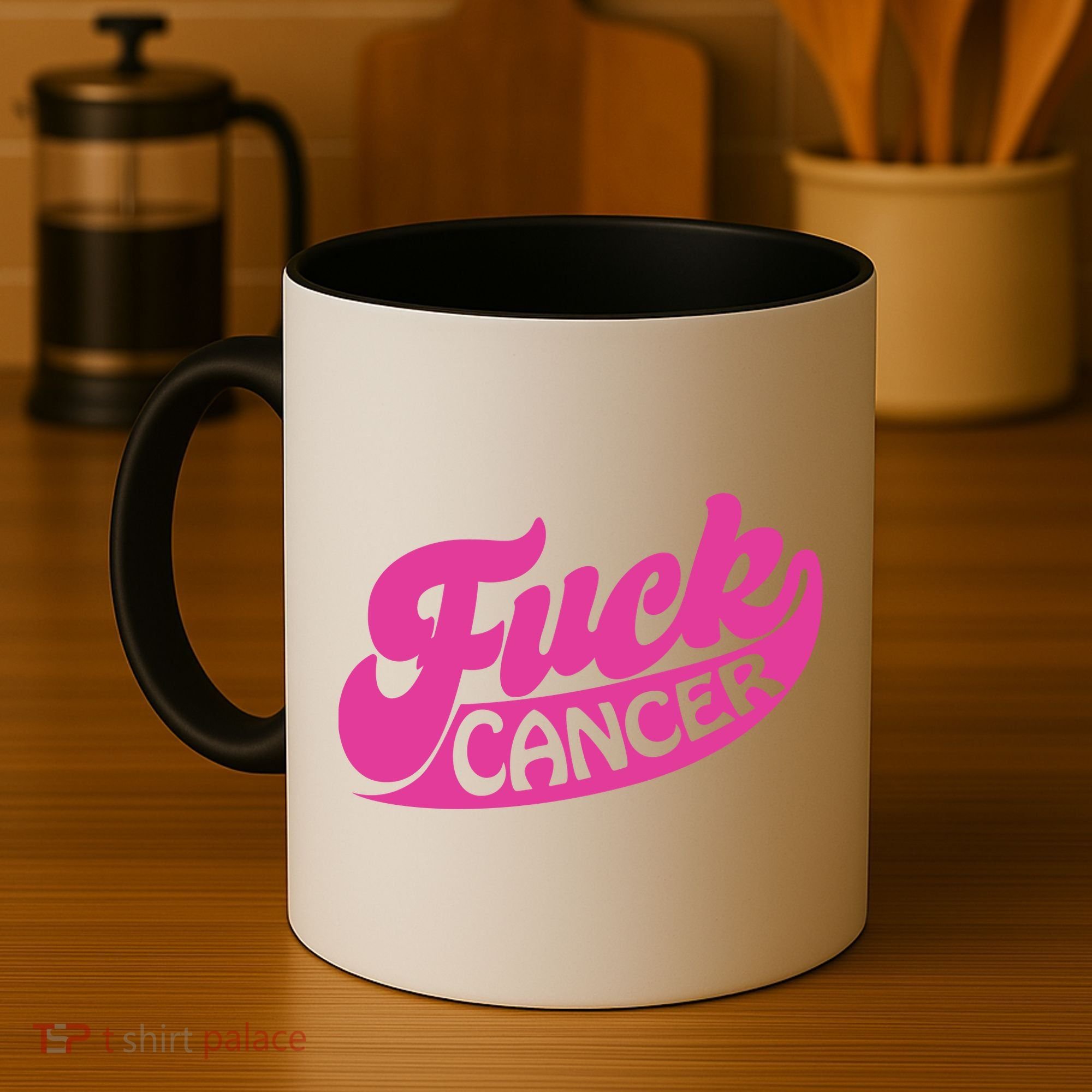 Funny Retro Fck Cancer Logo Breast Cancer Support Coffee Mug