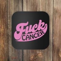 Funny Retro Fck Cancer Logo Breast Cancer Support Coaster thumb 0