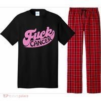 Funny Retro Fck Cancer Logo Breast Cancer Support Pajama Set thumb 0