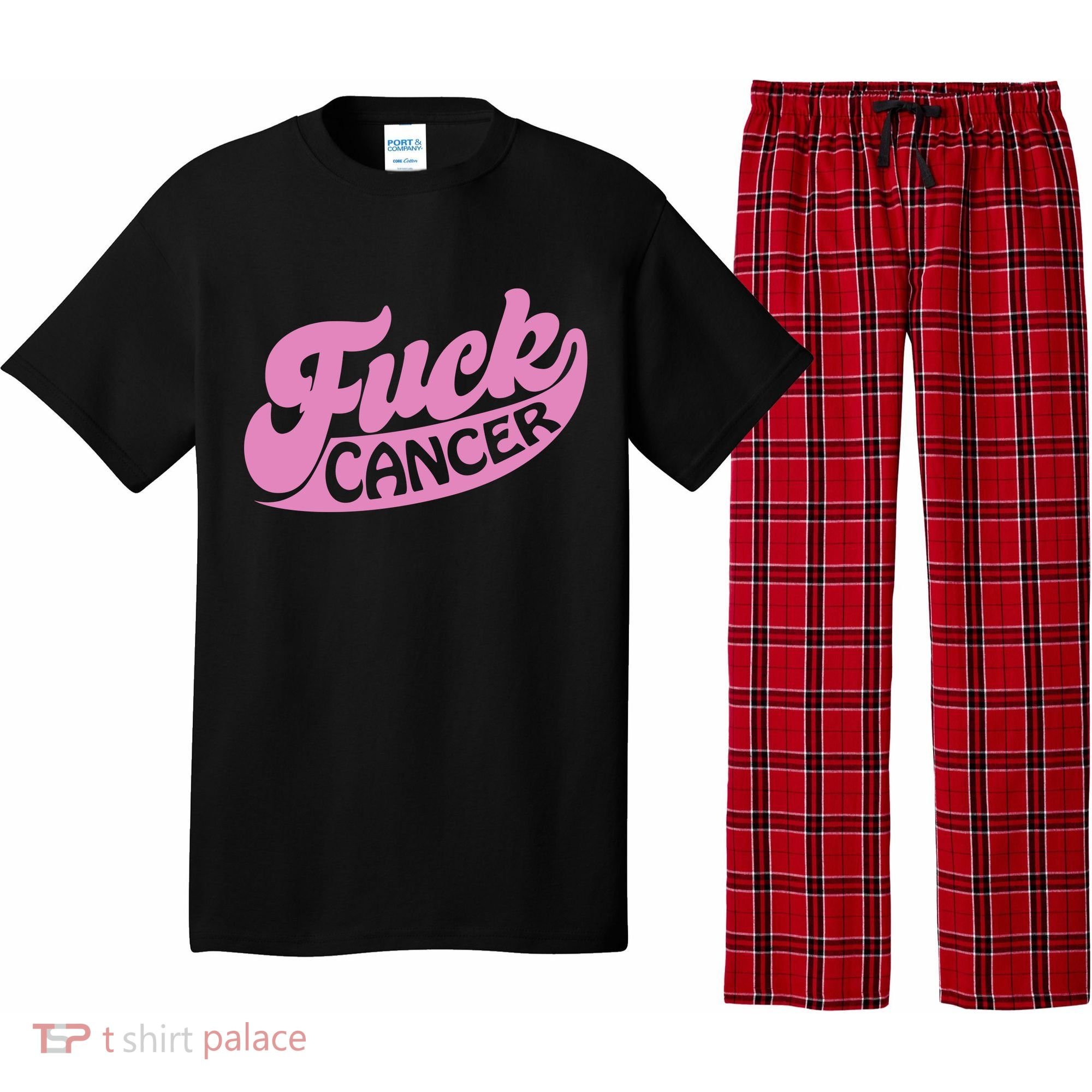 Funny Retro Fck Cancer Logo Breast Cancer Support Pajama Set