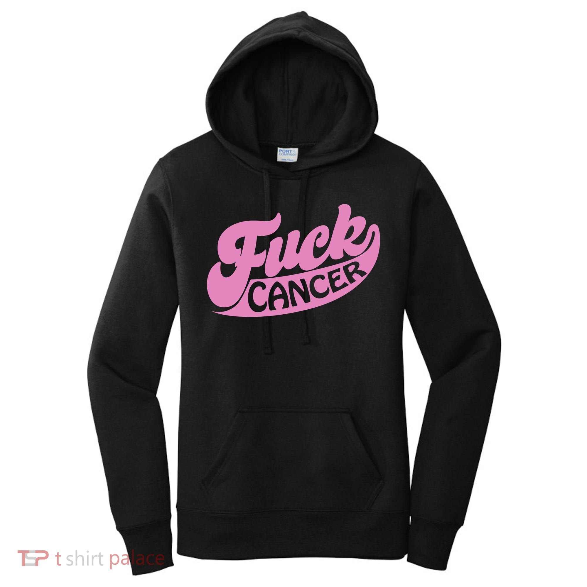 Funny Retro Fck Cancer Logo Breast Cancer Support Women's Hoodie