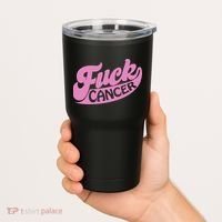 Funny Retro Fck Cancer Logo Breast Cancer Support Tumbler thumb 2