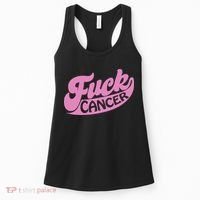 Funny Retro Fck Cancer Logo Breast Cancer Support Women's Tank Top thumb 0