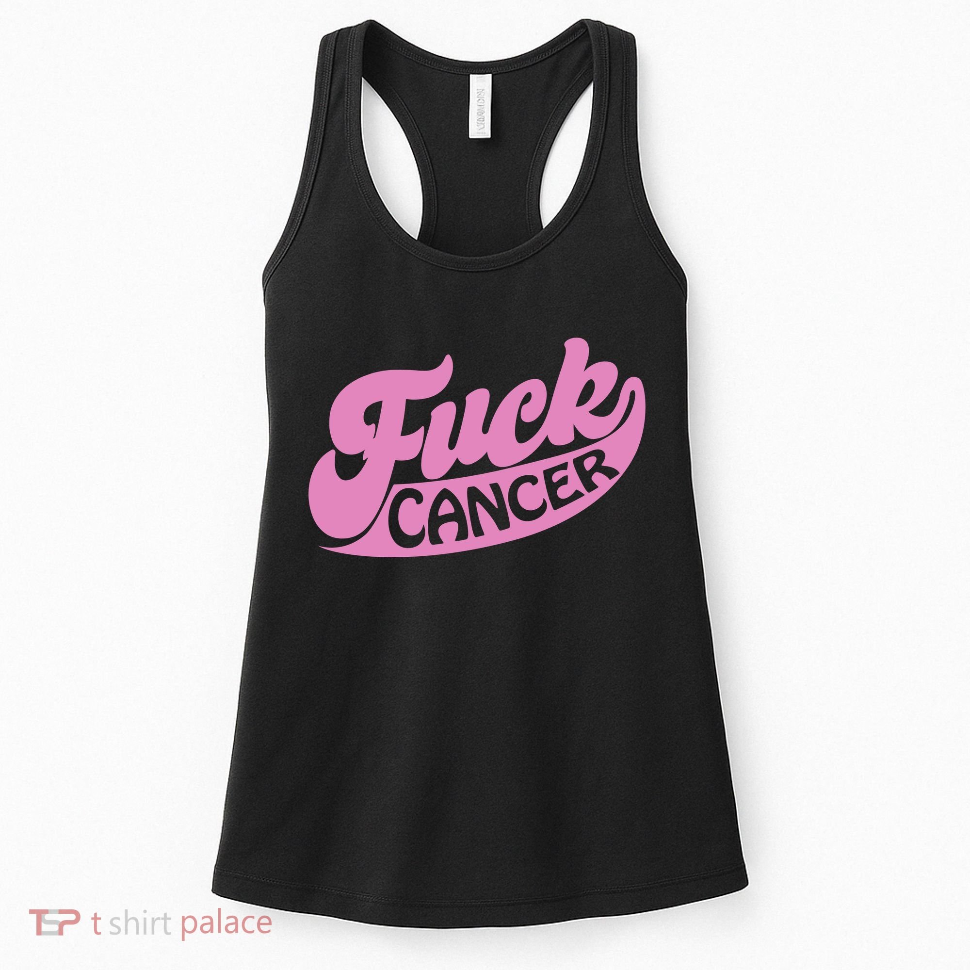 Funny Retro Fck Cancer Logo Breast Cancer Support Women's Tank Top