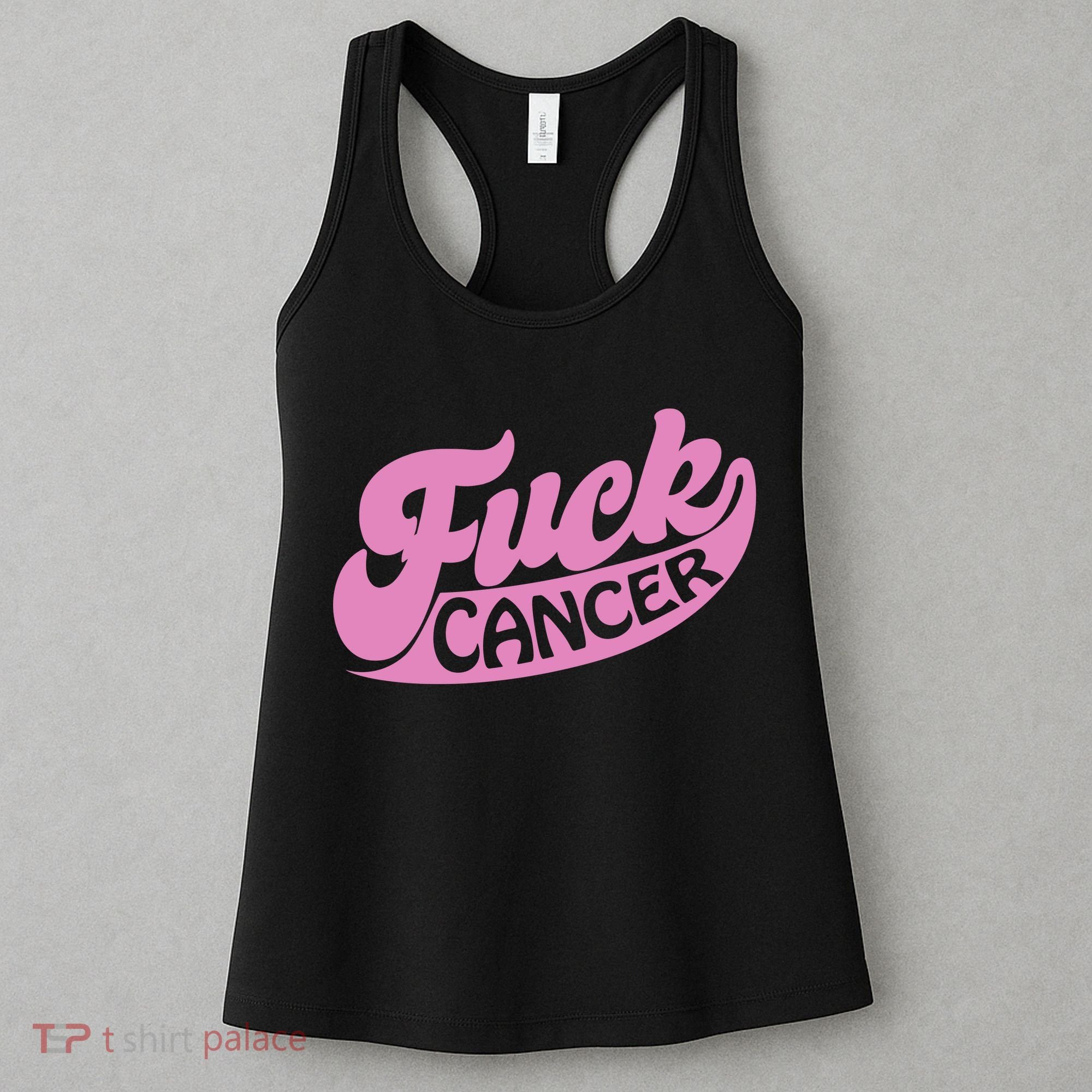Funny Retro Fck Cancer Logo Breast Cancer Support Women's Tank Top