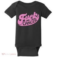 Funny Retro Fck Cancer Logo Breast Cancer Support Baby Bodysuit thumb 0
