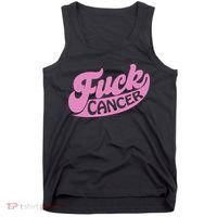 Funny Retro Fck Cancer Logo Breast Cancer Support Tank Top thumb 0
