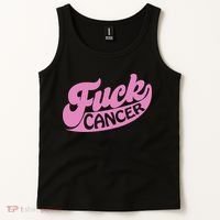Funny Retro Fck Cancer Logo Breast Cancer Support Tank Top thumb 2