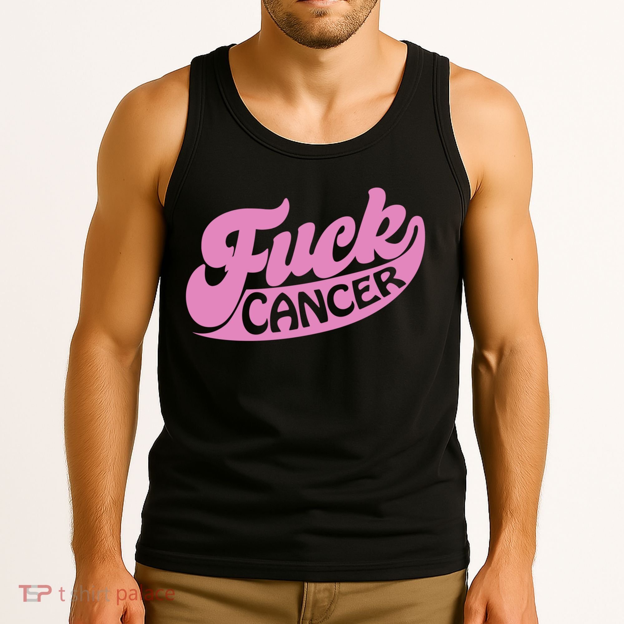 Funny Retro Fck Cancer Logo Breast Cancer Support Tank Top