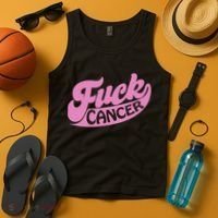 Funny Retro Fck Cancer Logo Breast Cancer Support Tank Top thumb 4