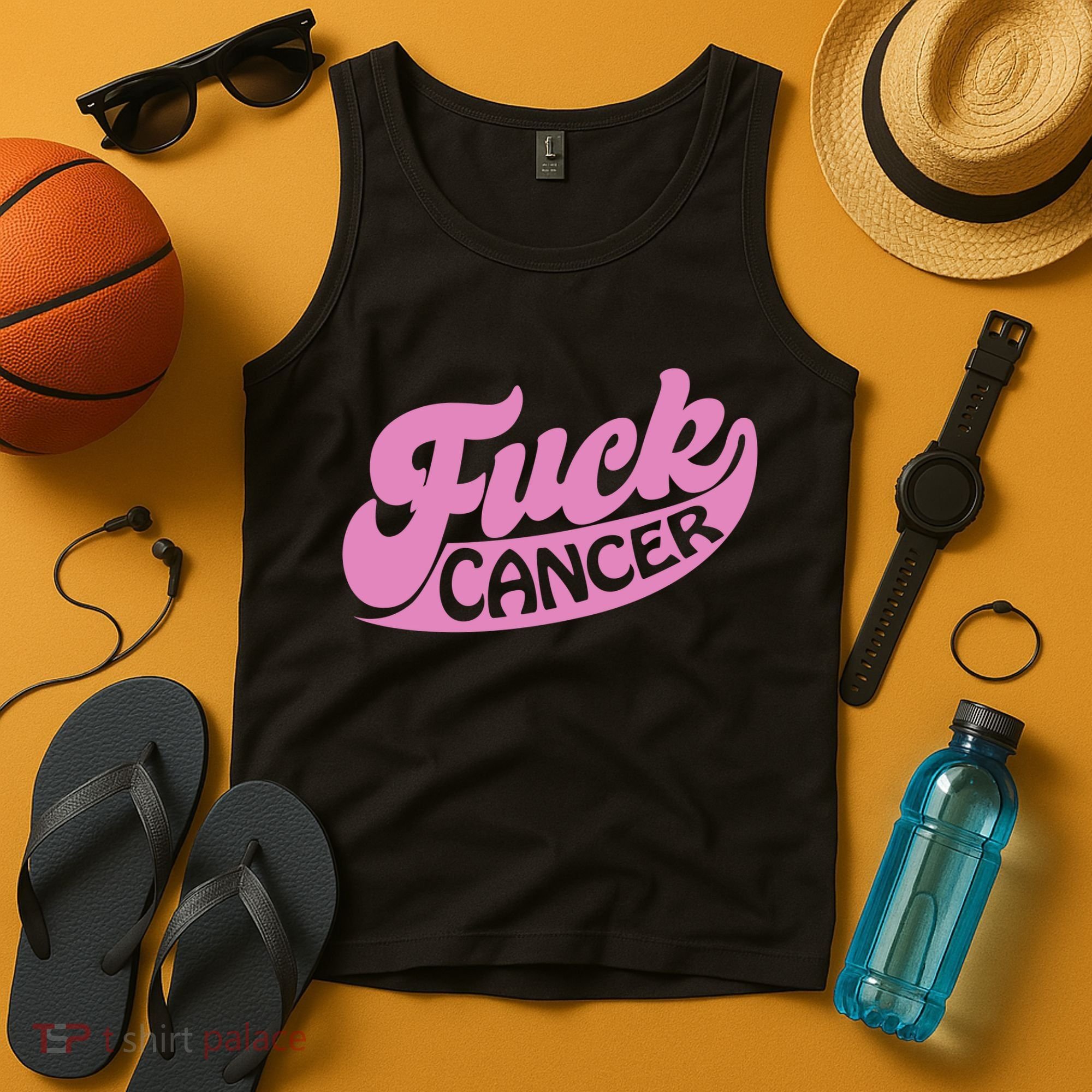 Funny Retro Fck Cancer Logo Breast Cancer Support Tank Top
