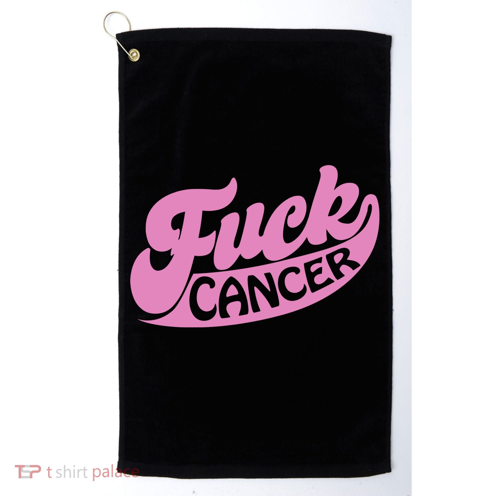 Funny Retro Fck Cancer Logo Breast Cancer Support Golf Towel
