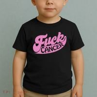 Funny Retro Fck Cancer Logo Breast Cancer Support Toddler T-Shirt thumb 2