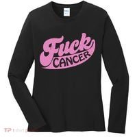 Funny Retro Fck Cancer Logo Breast Cancer Support Women's Long Sleeve Shirt thumb 0