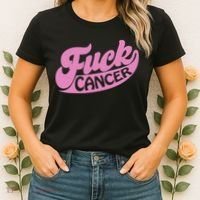Funny Retro Fck Cancer Logo Breast Cancer Support Women's T-Shirt thumb 2